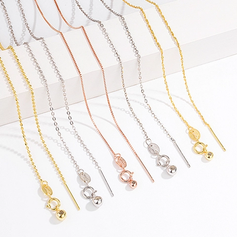 Collar De Cadena Universal Ajustable De Plata De Ley S925 Para Mujer Con Extremo De Aguja Para Colgantes Joyería Minimalista