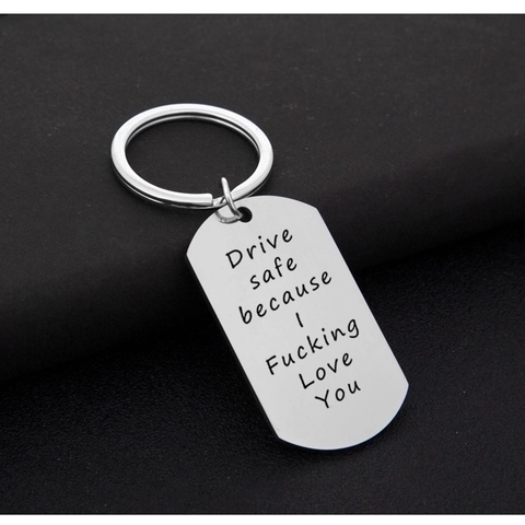 Schlüsselanhänger Edelstahl Mit Gravur Drive Safe Anhänger Schlüsselring Für Paare Autoschlüssel Minimalistischer Metallschmuck Geschenk