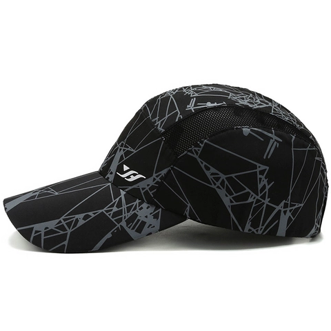 Sneldrogende Honkbalpet Polyester Mesh Ademend Zonbescherming Outdoor Sport Hoed Geometrische Print Verstelbaar Man Vrouw