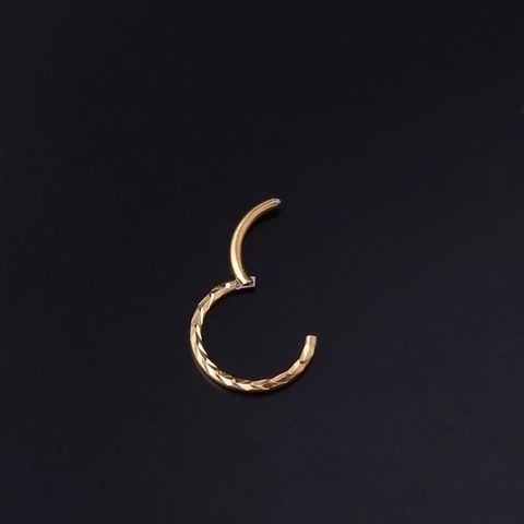 Stainless Steel Hinged Nose Ring Wheat Pattern Textured Septum Clicker Minimalist Fashion Piercing Jewelry Unisex