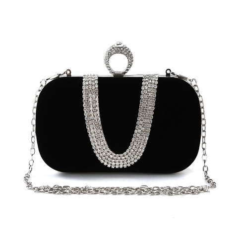 Samt Abendtasche Clutch Strass Ringverschluss U-Förmige Quasten Formelle Hochzeit Party Elegant Vintage Handtasche Für Damen