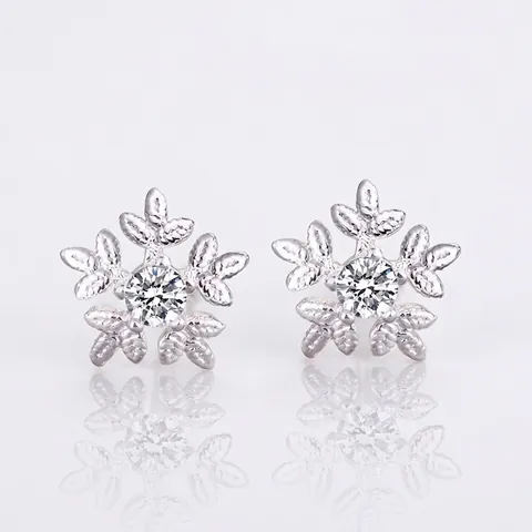 Schneeflocke Ohrstecker Kupfer Zirkonia Mit 925 Sterling Silber Ohrstecker Winter Weihnachten Eleganter Schmuck