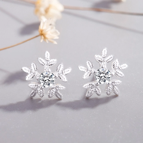 Schneeflocke Ohrstecker Kupfer Zirkonia Mit 925 Sterling Silber Ohrstecker Winter Weihnachten Eleganter Schmuck