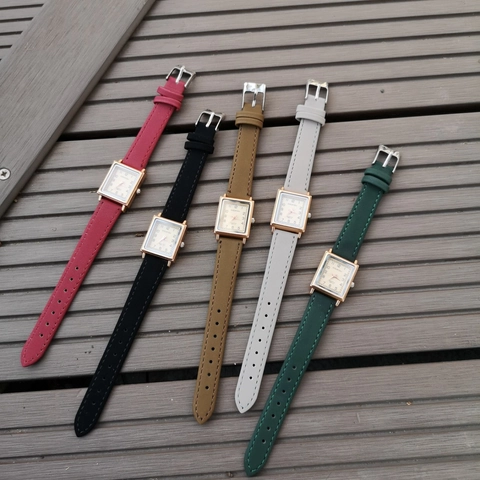 Women Quartz Watch Square Dial Alloy Case Faux Leather Strap Casual Analog Wristwatch For Students Ladies Fashion Elegant