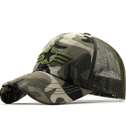 Trucker Hat Baseball Cap Cotton Mesh Breathable Adjustable Snapback Military Star Wings Embroidery Outdoor Tactical