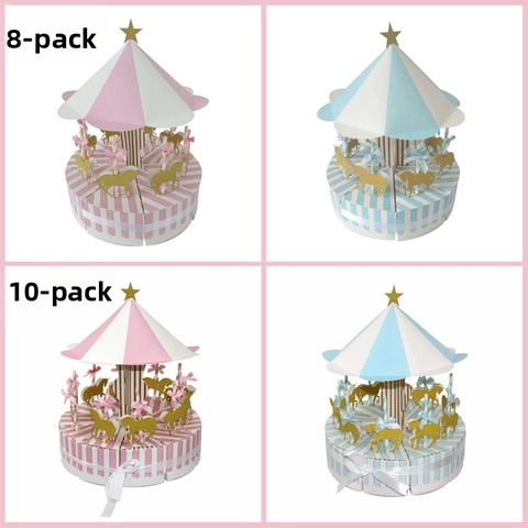 European Carousel Wedding Candy Box Cake Shaped Paper Gift Box Creative Fairy Tale Party Favors Packaging For Birthday Baby Shower