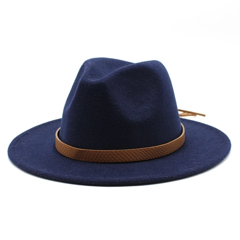 Sombrero Fedora De Ala Ancha De Fieltro De Lana Jazz Con Cinturón De Cuero Estampado De Serpiente Retro Elegante