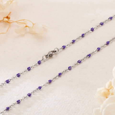 Stainless Steel Necklace With Colorful Resin Beads Bohemian Style Minimalist O Chain Jewelry For Women And Men