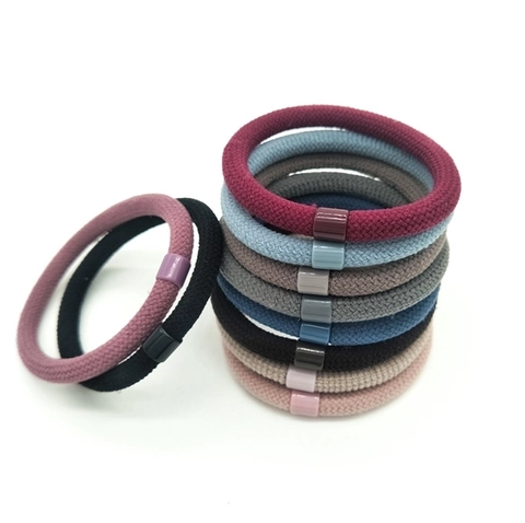 Braided Elastic Hair Ties For Women Flocking Fabric Seamless Hair Bands Minimalist Morandi Color Ponytail Holder