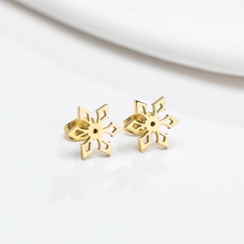 Snowflake Stud Earrings Stainless Steel Hollow Geometric Minimalist Chic Winter Jewelry For Women