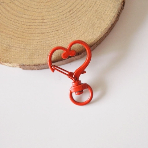 Heart Shaped Lobster Clasp Swivel Keychain Hooks Alloy Colorful Paint DIY Jewelry Making Accessories Bag Charm Hooks