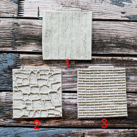 Silicone Texture Mat Cake Fondant Mold Brick Wood Bark Stone Wall Pattern DIY Border Decoration
