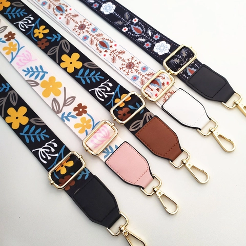 Ethnic Style Wide Bag Strap Replacement Adjustable Shoulder Strap Colorful Floral Pattern Jacquard Webbing For Handbags Crossbody Bags Women Purse Accessory