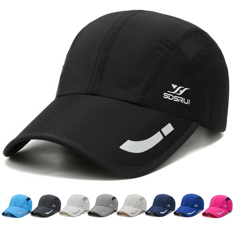 Quick Dry Baseball Cap Polyester Breathable Mesh Outdoor Sports Sun Hat Running Hiking Adjustable Reflective Strip Unisex