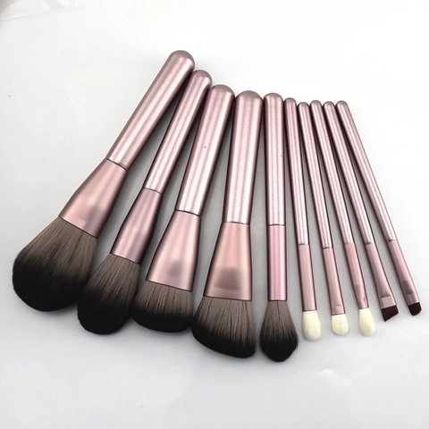 Juego De Brochas De Maquillaje Profesional Fibra Sintética Mango De Madera Polvos Sombra De Ojos Base Mezcla Viaje Portátil Con Bolsa De Almacenamiento