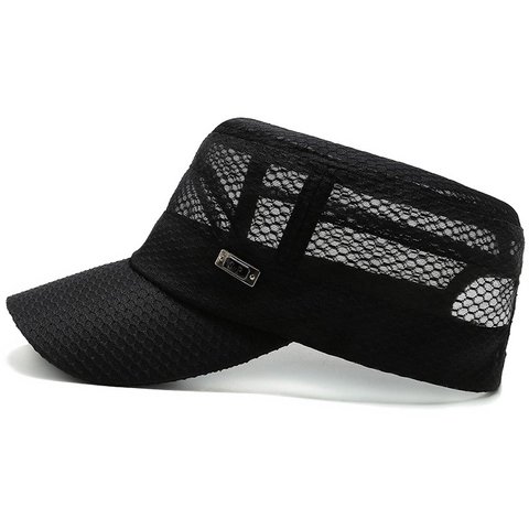 Cappello Cadet Uomo Mesh Traspirante Protezione Solare Pesca Escursionismo Stile Militare Cappello Piatto Regolabile