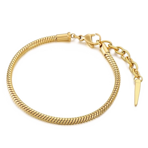 Bracelet Chaîne Serpent Acier Inoxydable Minimaliste Extension Réglable Avec Pendentif Cône Bijoux Mode Pour Femmes