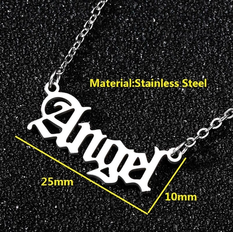 Collar Con Colgante De Letra Gótica Acero Inoxidable Hip Hop Retro Angel Princess Honey Joyería Para Mujer
