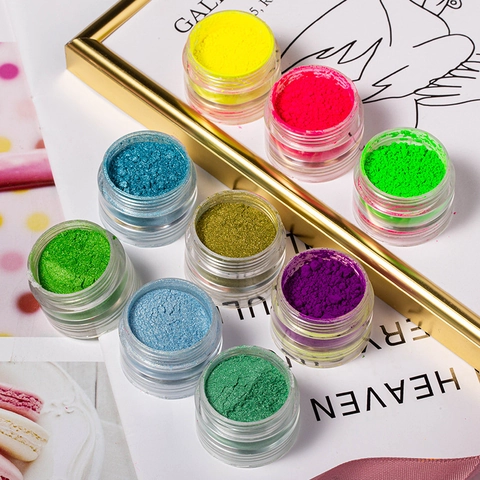 Nagelkunst Poeder Neon Pigment Kleurrijk Fluorescerend DIY Manicure Decoratie Stapelbare Flassen