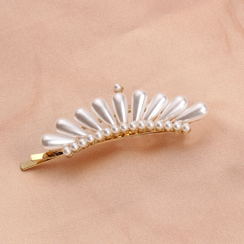 Elegante Kunstperlen Haarklammern Legierung Strass Krone Blume Barrettes Koreanischen Stil Haarnadeln Für Damen