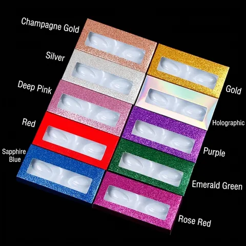 Scatola Vuota Per Ciglia Finte Con Glitter E Finestra Trasparente Vassoio Interno Contenitore Per Trucco Rettangolare