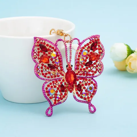 Creative Butterfly Rhinestone Keychain Alloy Hollow Out Animal Keychain Bag Charm Pendant For Women Jewelry Gift