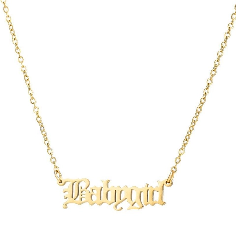 Collana Con Pendente Babygirl Lettera Gotica Vecchio Inglese Acciaio Inossidabile Catena O Punk Gioielli Retrò Per Donne