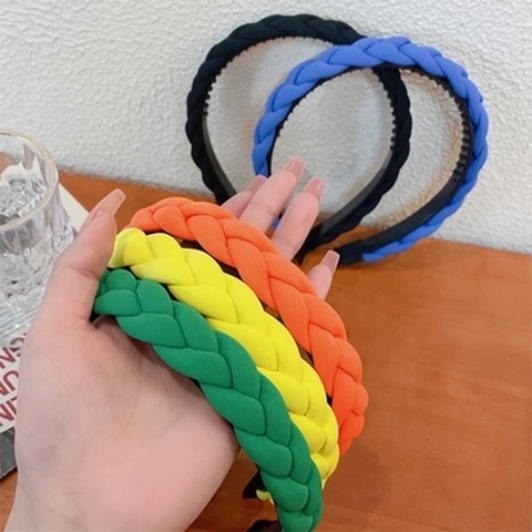 Geflochtenes Stirnband Für Damen Bonbonfarben Rutschfester Gepolsterter Haarreif Koreanischer Stil Frische Mode Haarschmuck