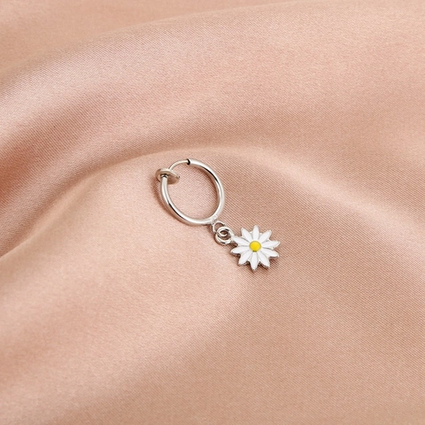 Daisy Bloem Oorbellen Zonder Gaatjes Roestvrij Staal Emaille Florale Mode Sieraden Voor Dames