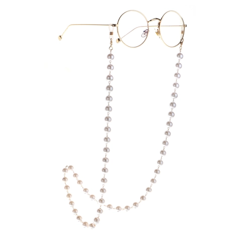 Elegant Faux Artificial Pearl Glasses Chain Copper Metal Anti Slip Eyewear Lanyard Sunglasses Holder Adjustable Strap For Women