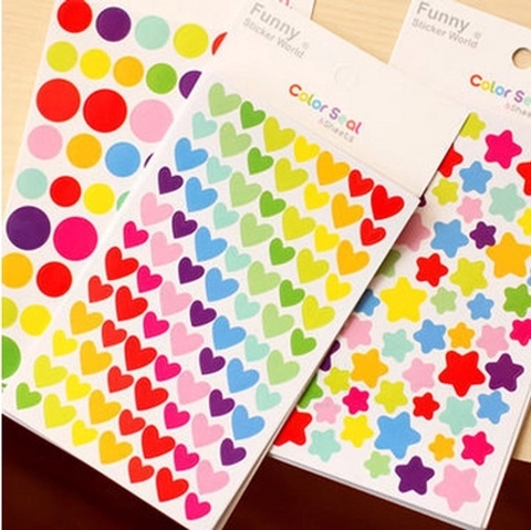 Adesivi Decorativi Colorati Cartoncino Forme Cuore Stella Per Scrapbooking Diario DIY Manuale Studente Arte