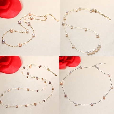 Elegant Freshwater Pearl Star Necklace Copper Alloy Gold Plated Long Sweater Chain For Women Versatile Multi Color Jewelry