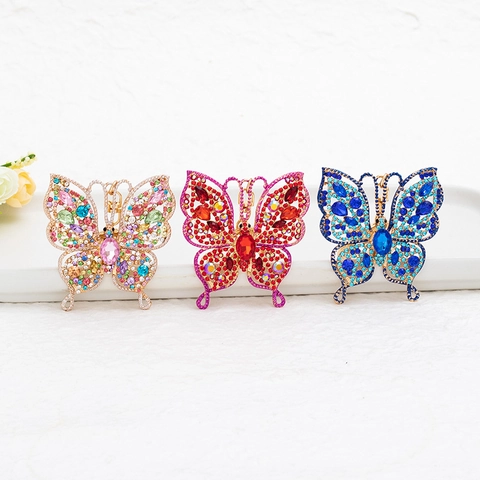 Creative Butterfly Rhinestone Keychain Alloy Hollow Out Animal Keychain Bag Charm Pendant For Women Jewelry Gift