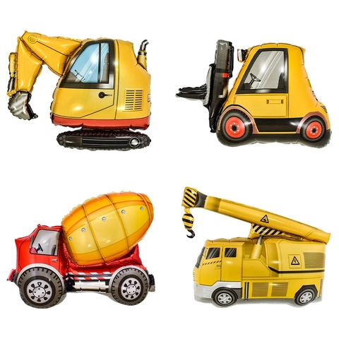 Palloncini Veicoli Da Costruzione Film Di Alluminio Tema Camion Decorazione Festa Di Compleanno Bambini Escavatore Gru