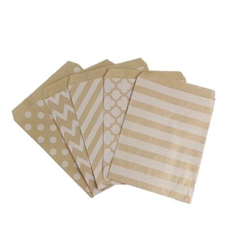 Kraft Paper Bags Decorative Patterned Gift Pouches For Cookies Candy Snacks Birthday Party Disposable Food Packaging