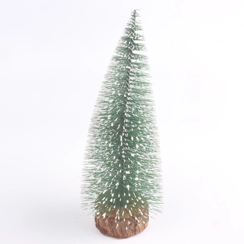 Mini Artificial Christmas Tree Wood Base Snow Flocked Pine Tree Cedar Ornament For Desktop Tabletop Window Display Holiday Decor