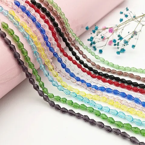 Faceted Teardrop Beads Crystal Glass Waterdrop Straight Hole Loose Spacer Beads For DIY Jewelry Making Craft