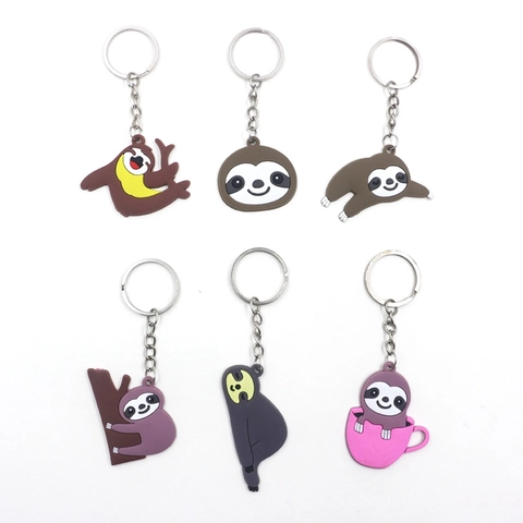 Simpatico Portachiavi in PVC con Bradipo del Fumetto Anello Portachiavi in Metallo Ciondolo Animale Decorazione della Borsa