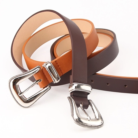 Westlicher Retro Damen PU Leder Gürtel Mit Geschnitzter Legierung Dreiteiliges Schnallenset Böhmischer Vintage Taillengürtel