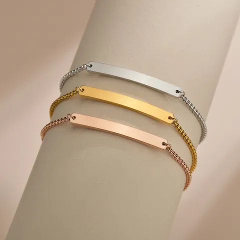 Poliertes Stabarmband Edelstahl Verstellbares Bolo-Box-Kette Minimalistischer Schmuck Für Erwachsene Und Kinder