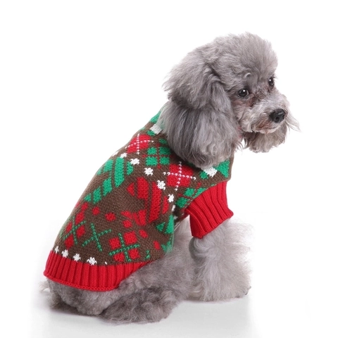 Pull Tricoté Pour Chien Chat Vêtements D'hiver Chauds À Rayures Argyle Flocon De Neige Motifs De Noël Pour Petits Moyens Chiens Chats