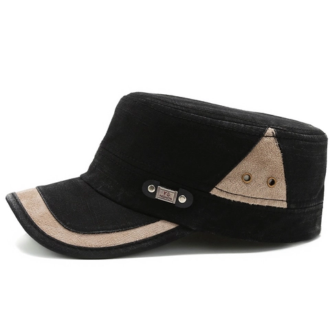 Cappello Cadet Da Uomo Cotone Tela Militare Berretto Piatto Regolabile Protezione Solare Tempo Libero Patchwork Moda Outdoor