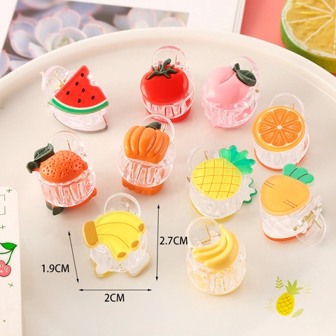 Mini Mollette Per Capelli Frutta Verdura Trasparente Acrilico Resina 3D Pesca Anguria Banana Per Bambine Ragazze