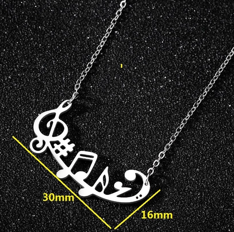 Music Note Pendant Necklace Stainless Steel Minimalist Musical Symbols Treble Clef Jewelry Gift For Women Girls