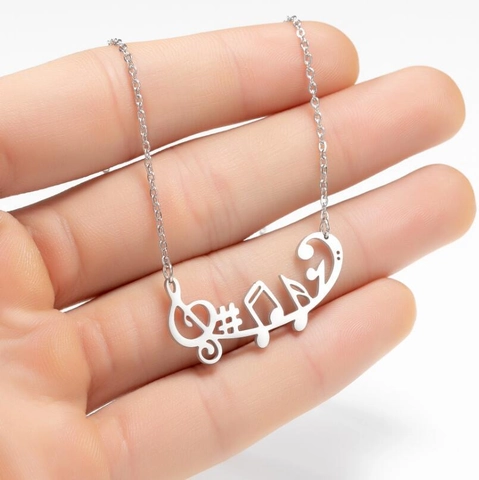 Collar Con Colgante De Nota Musical De Acero Inoxidable Símbolo De Sostenido Clave De Sol Joyería Para Mujer