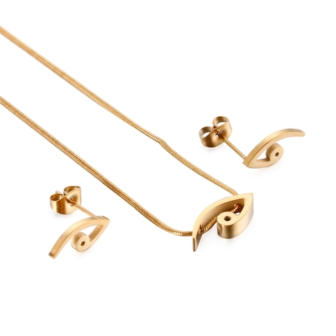 Collana E Orecchini A Lobo Acciaio Inossidabile Motivo Occhio Astratto Spirale Catena Serpente Gioielli Retro Minimalisti Donne