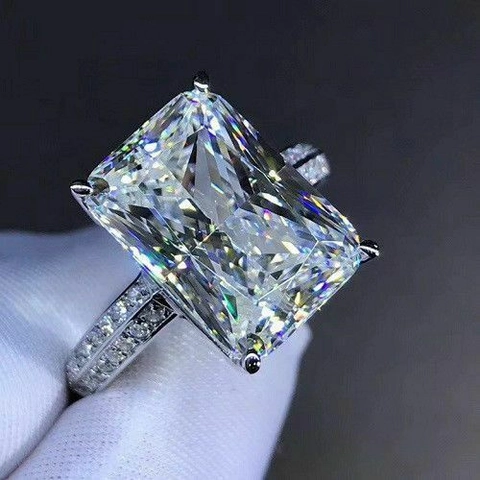 Radiant Schliff Zirkonia Ring Kupfer Groß Rechteckig Funkelnd Pave Fassung Luxusschmuck Für Damen Geschenk