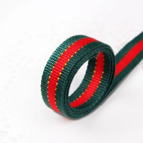 Christmas Ribbon Red Green Gold Striped Polyester Decorative Tape For Gift Wrapping Baking Box DIY Crafts
