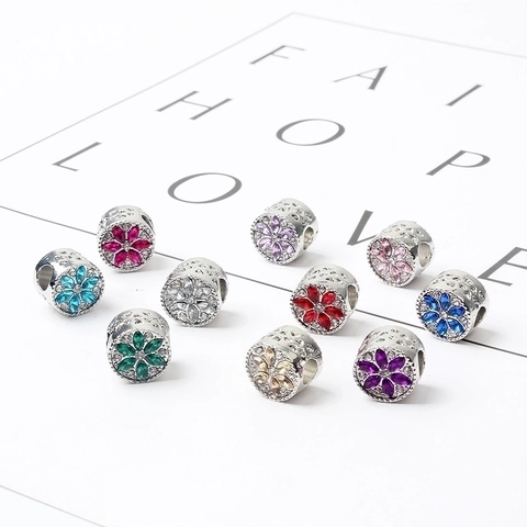 Blumen Legierung Strass Perlen Für DIY Armband Schmuckherstellung Schneeflocke Anhänger Bunte Hohle Zwischenperlen