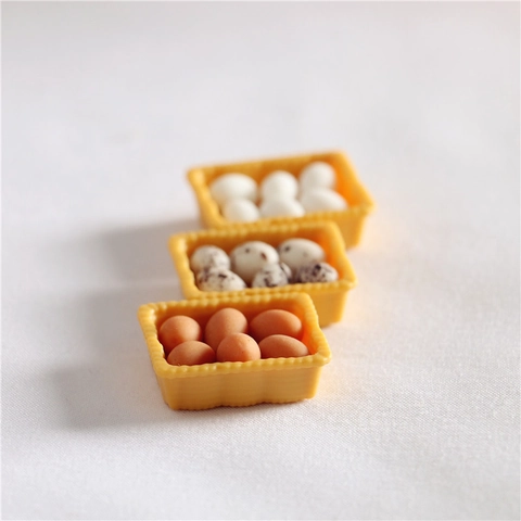 Miniature Dollhouse Eggs With Tray Resin Plastic Model For Micro Landscape Scene Decor Accessories Toy